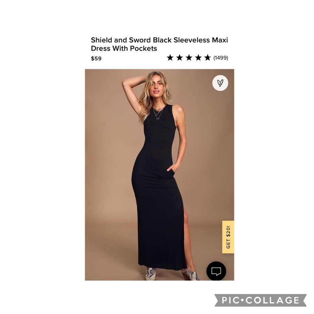 Lulu’s sleeveless maxi dress with pockets size XS